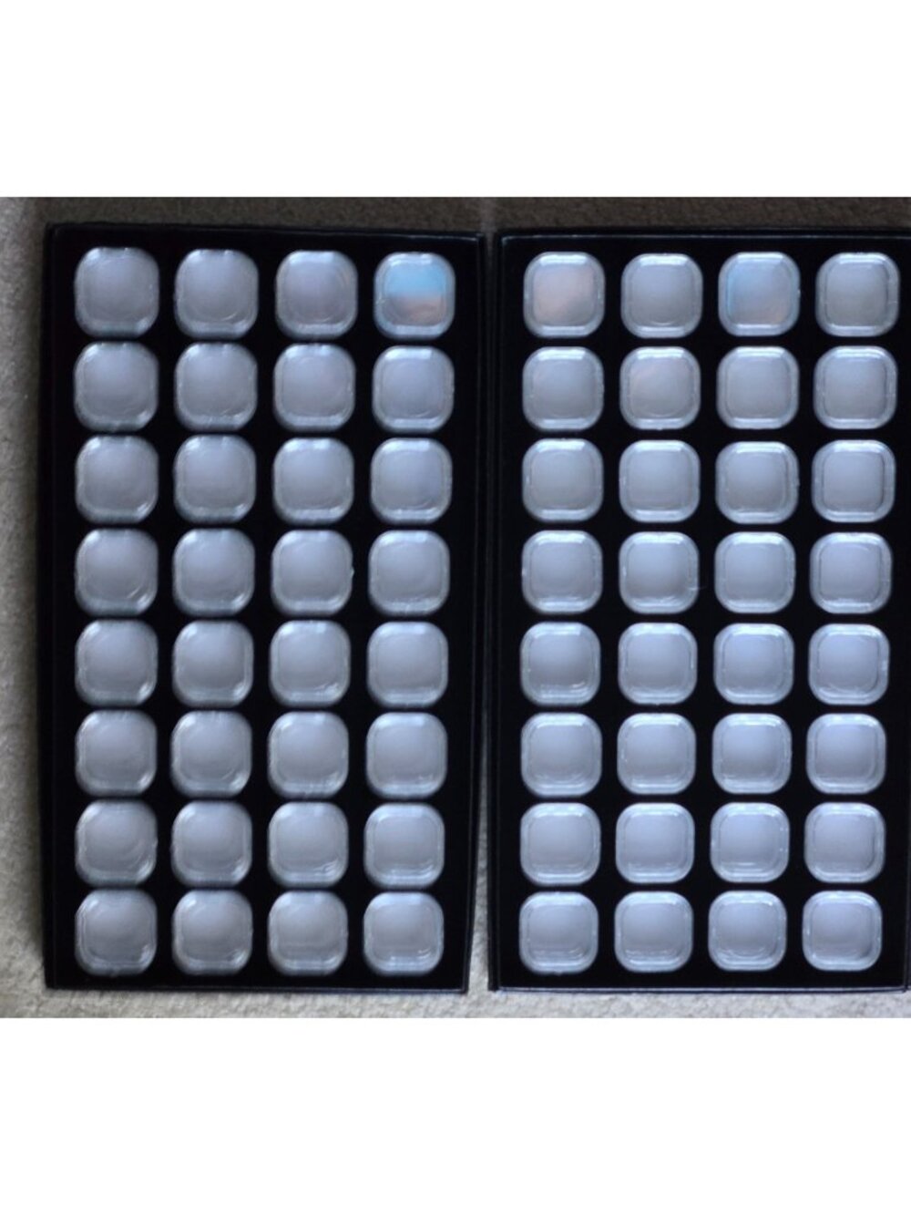 Lot of Two Gem Vue Display Cases w/a Total of 64 x 1-inch Removable Plastic Jars